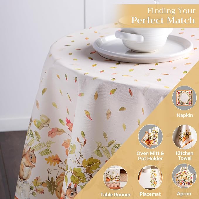 Maison d' Hermine Table Cloth Round Table 100% Cotton 63 Inches Fall Tablecloth - Image 5