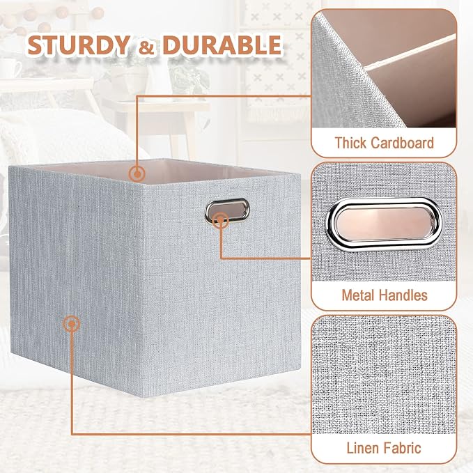 Posprica 13x15x13in Collapsible Storage Bins, Fabric Foldable Cube Storage Boxes - Image 5