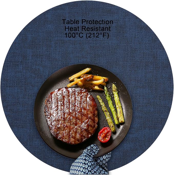 Myir JUN Round Placemats Dual Sided, Faux Leather Place Mats Set of 6 Indoor - Image 5