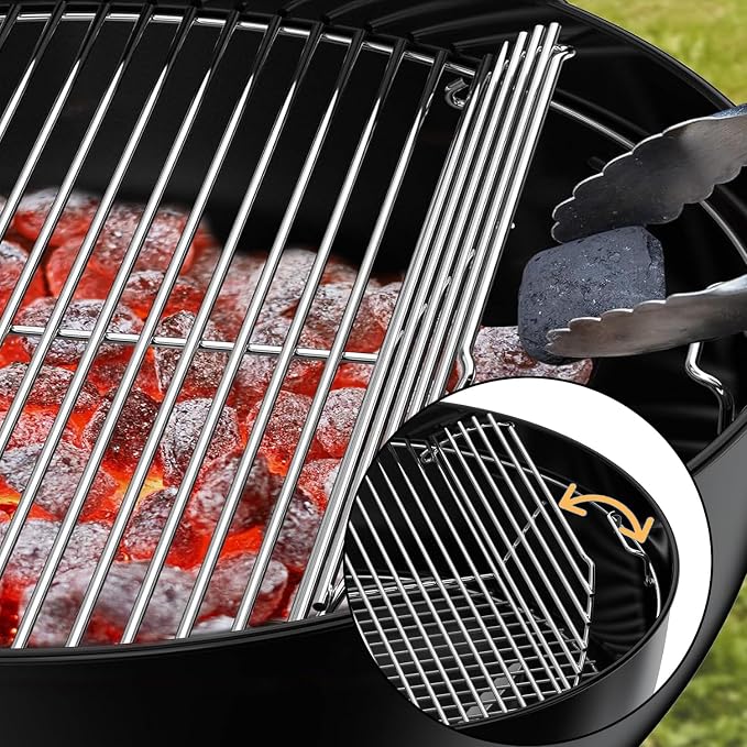 Hinged Cooking Grate for 22” Charcoal Grill, Round Charcoal Grate for Weber 7436 - Image 4