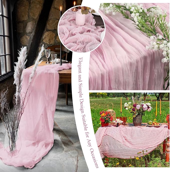 8 Packs Cheesecloth Table Runner 10FT Long Boho Gauze Fabric Table Runner - Image 7