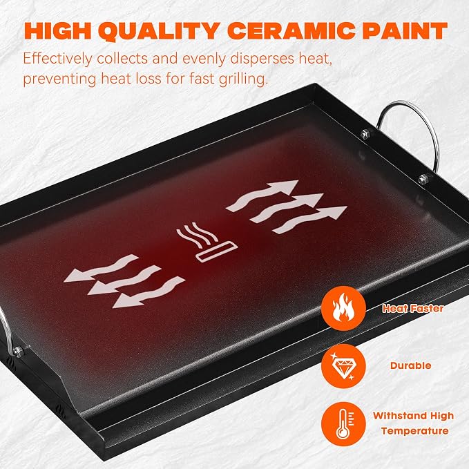 onlyfire Universal BBQ Griddle for Charcoal/Gas Grills, Ceramic Coated - Image 4