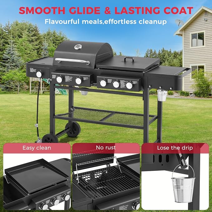 Lyromix 5 Burners Gas Grill and Griddle Combo - Image 6
