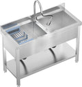 46.9Inch 2-Compartment Stainless Steel Utility Sink by PurezmMotoStainlessSteelFab