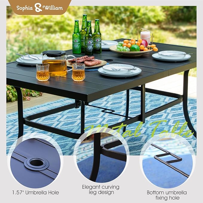 Sophia & William Patio Dining Set 7 Pieces Outdoor Patio Set - Image 5