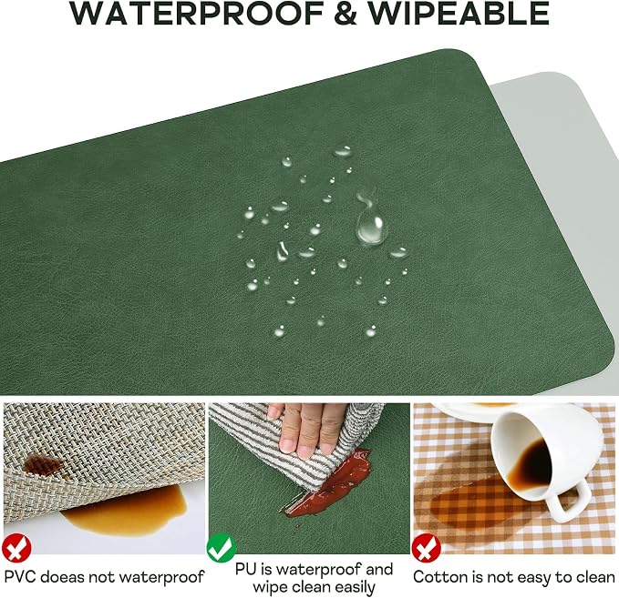 Faux Leather Placemats Set of 6 Table Mats Heat Resistant Reversible Place Mats - Image 4