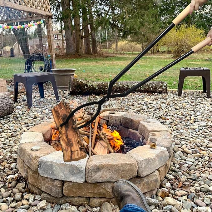 Heavy Duty Firewood Tongs – 42" Large Fireplace Tongs Log Grabber - Image 8