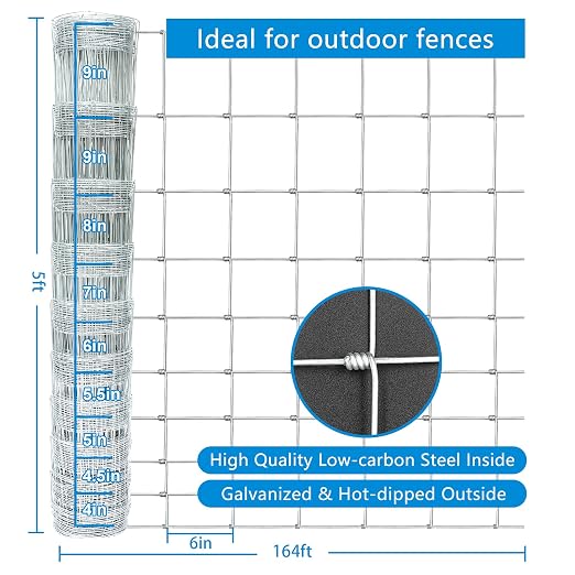 Farm Fence 5ft x 164ft Heavy Zinc Coating Cattle Fence, Galvanized Field Wire - Image 3
