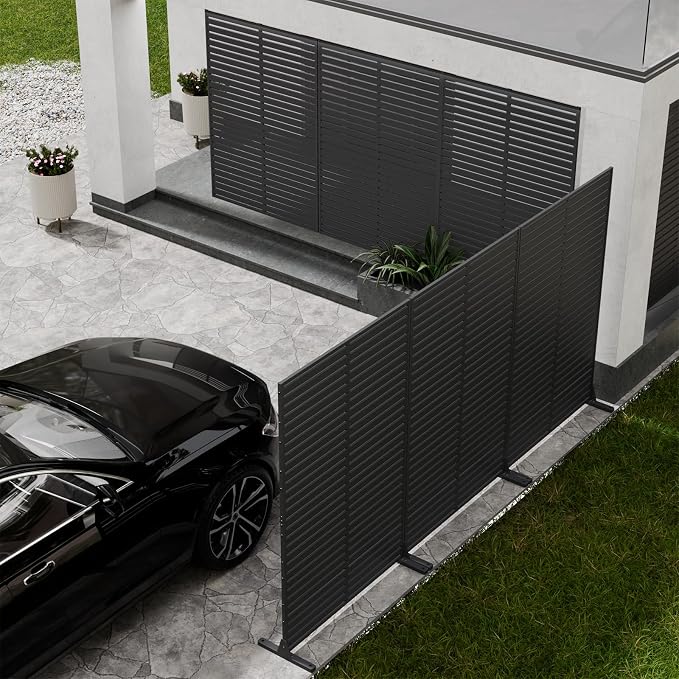 Privacy Fence Screen with Stand 6 Panel 72" H×47" W HDPE Decorative Panels with - Image 2