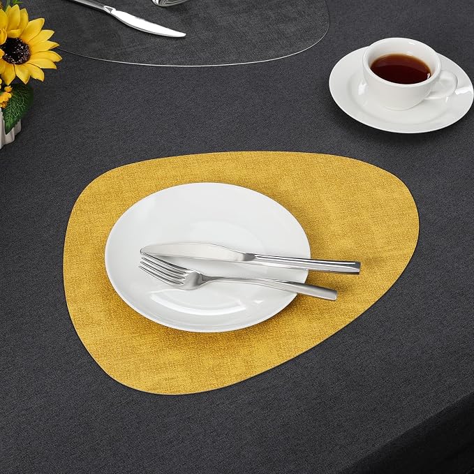 Placemats and Coasters, Washable Reversible Placemats Round Faux Leather - Image 8