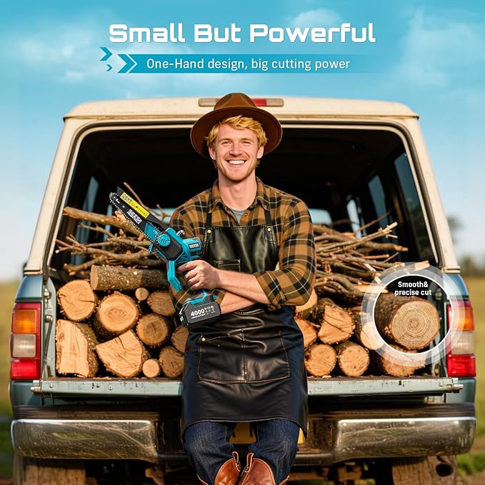 SEESII 8-Inch Cordless Mini Chainsaw, 2025 Upgraded Brushless Motor, Electric - Image 3