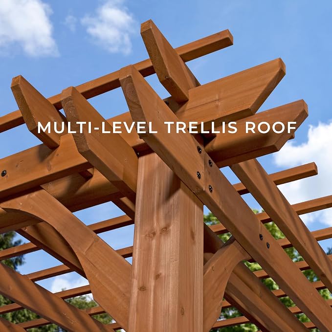 Backyard Discovery Beaumont 14' x 10' Traditional Cedar Wood Pergola Kit - Image 7