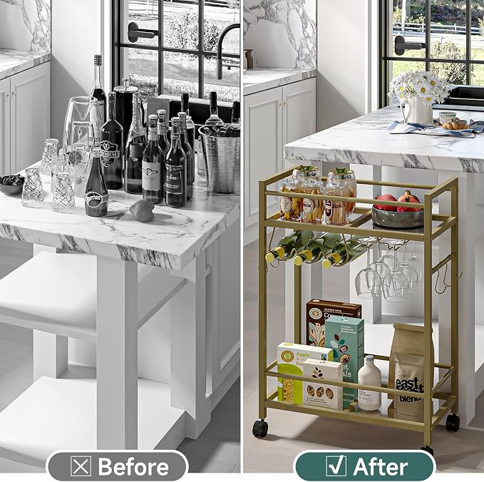 Bar Cart, Serving Cart for Home, Microwave Cart, Drink Cart, Wine Cart - Image 8