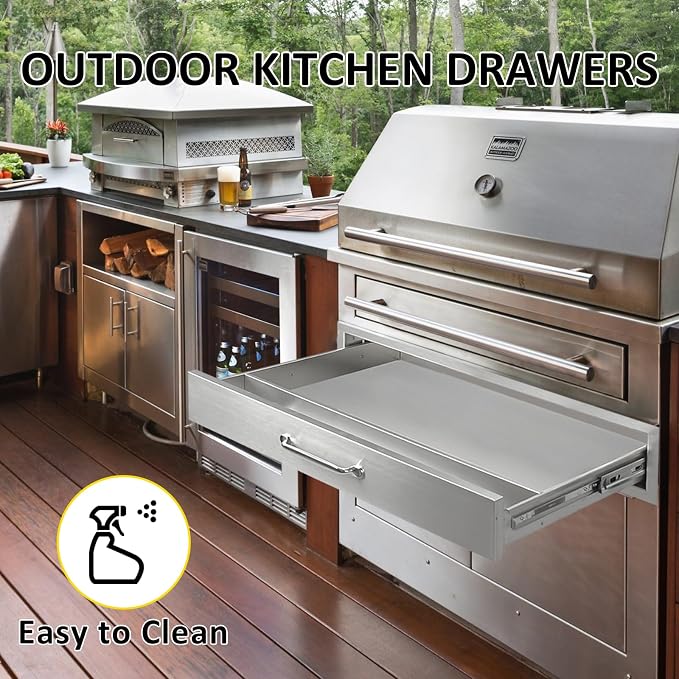 Outdoor Kitchen Drawers 30" W x 6.5" H x 23" D Flush Mount BBQ Single Drawers - Image 5