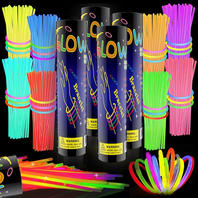 400 Pcs Glow Sticks Bulk Party Pack, Glow in the Dark Light Up Sticks by GlowPartySupplies