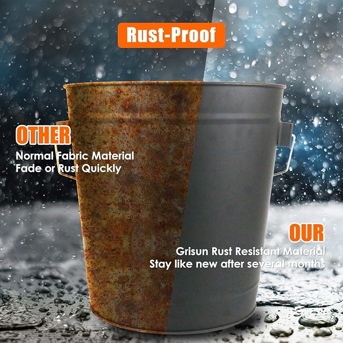 Grisun Ash Bucket with Lid, Shovel and Hand Broom, 5.2 Gallon Coal Bucket - Image 5