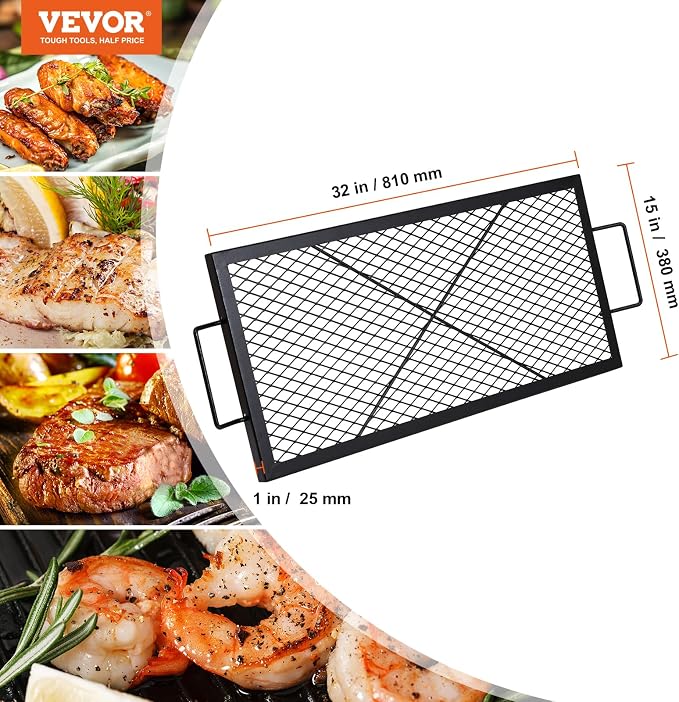 VEVOR X-Marks Fire Pit Grill Grate, Rectangle Cooking Grate, Heavy Duty Steel - Image 7