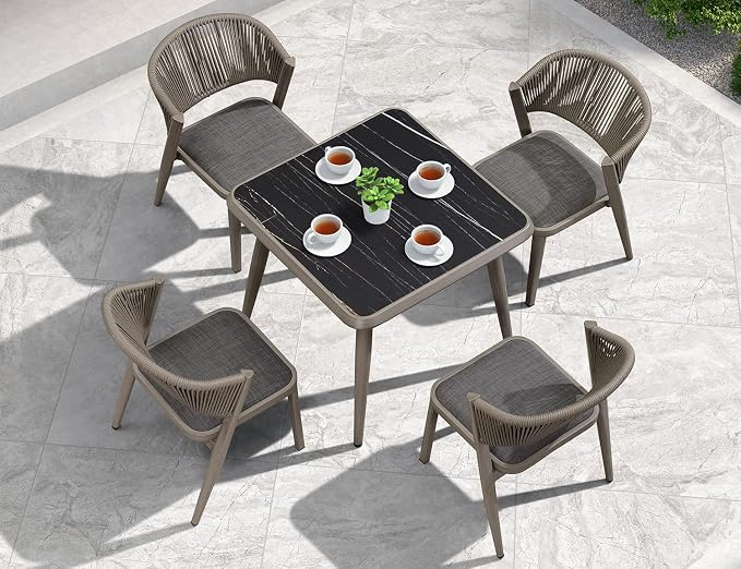 PURPLE LEAF 5 Pieces Outdoor Dining Set All-Weather Wicker Outdoor Patio by PURPLELEAF