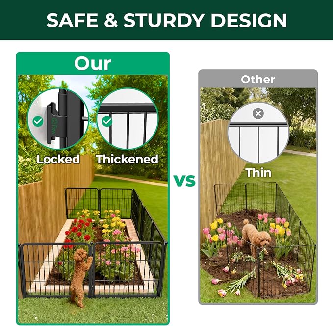 FXW Garden Fence Outdoor for The Yard – 24in x 15.2ft Heavy Duty Metal Animal - Image 4