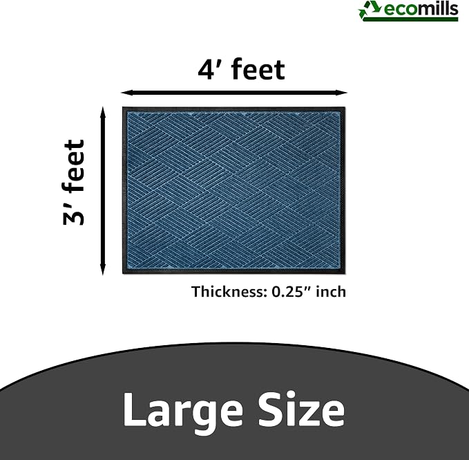 Ecomills Deluxe Diamond Entrance Door Mat, Large Heavy Duty Absorbent Rubber Rug - Image 2