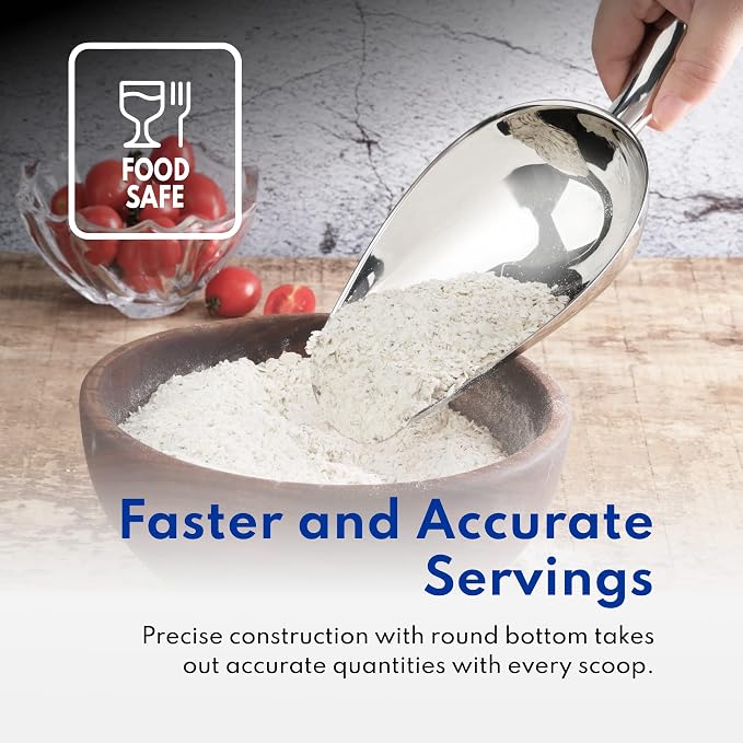 New Star Foodservice 1028539 Stainless Steel Bar Ice Flour Utility Scoop - Image 5