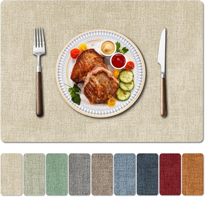 Faux Leather Heat Resistant Placemats Set of 4 – Waterproof Oilproof Wipeable by Unknown