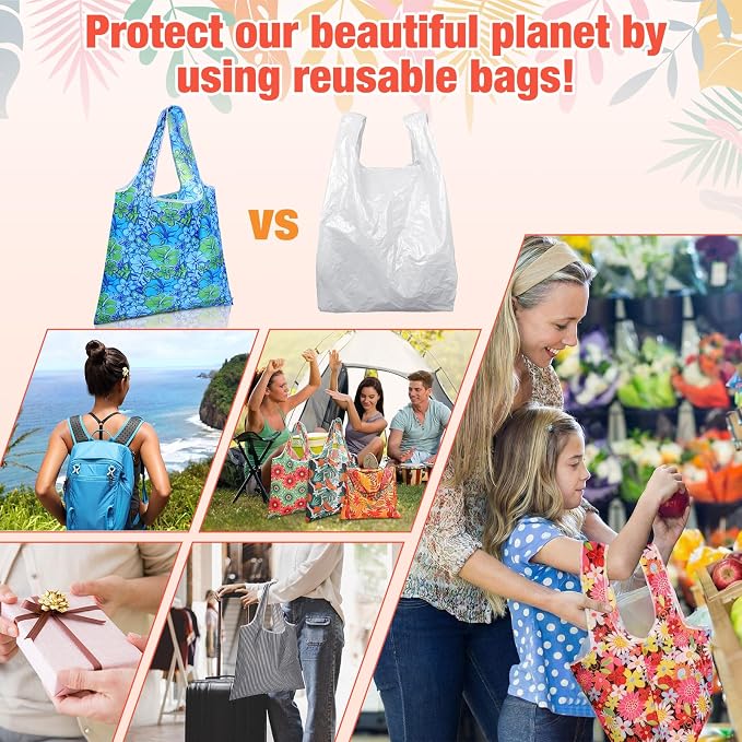 Eccliy 24 Pieces Reusable Grocery Bags Polyester Shopping Bags - Image 6