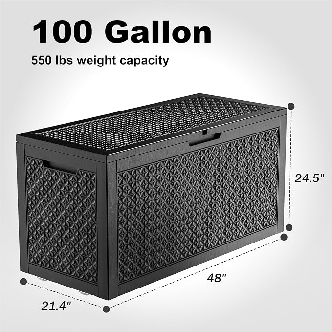 100 Gallon Outdoor Storage Box – Resin Deck Box - Image 3