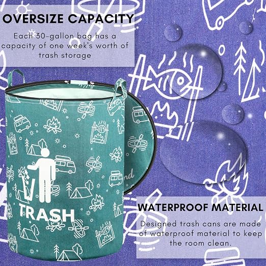 1 Pcs 30 Gallon Collapsible Trash Can Portable Waterproof Reusable - Image 3