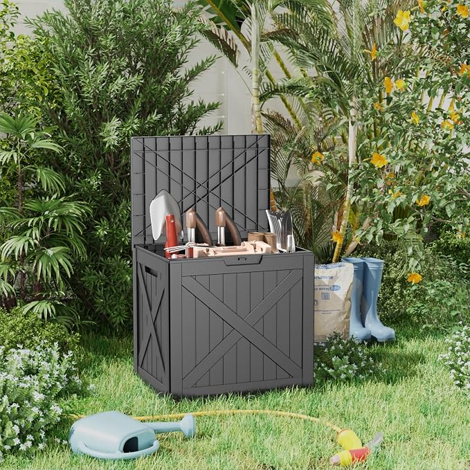 32 GallonOutdoor Storage Box, Resin Deck Boxes Waterproof, IndoorOutdoor Bin - Image 3