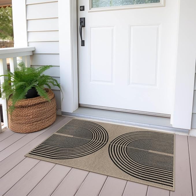 Easy Jute Rainbow Entryway Rug, 2x3 Washable Non-Slip Indoor Outdoor Doormat - Image 5