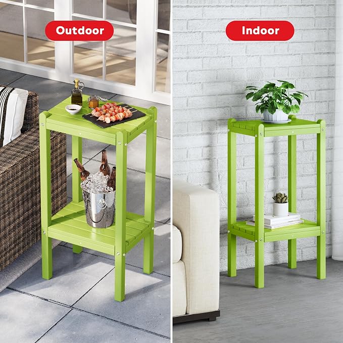 Costaelm Outdoor Side Table, 2-Tier Small Patio Coffee Tables - Image 6