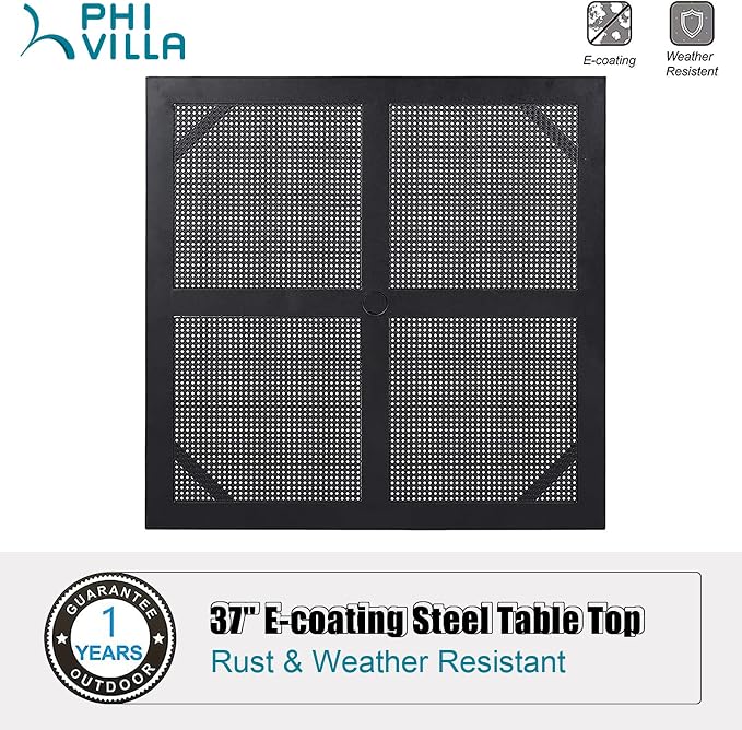 PHI VILLA 37 Inch Outdoor Dining Table Metal Steel Mesh Patio Dining Table - Image 8
