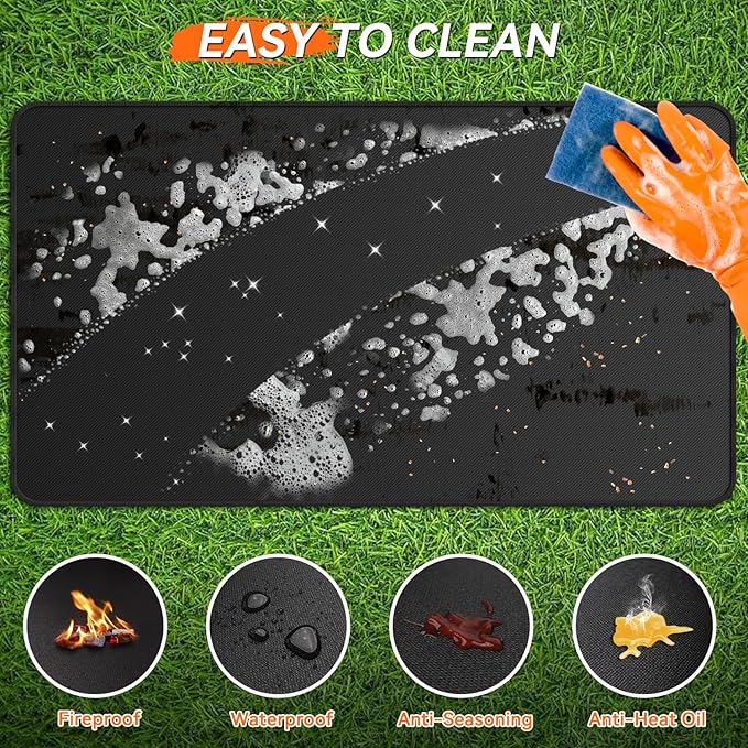 Grill Pads Floor Mats 65x39 Inch Fiberglass Double-Sided Fireproof