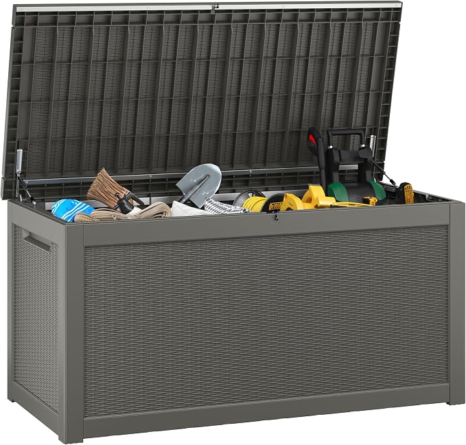 KAMABOKO 260 Gallon Outdoor Storage Box, Resin Deck Boxes Indoor and outdoor by KAMABOKO