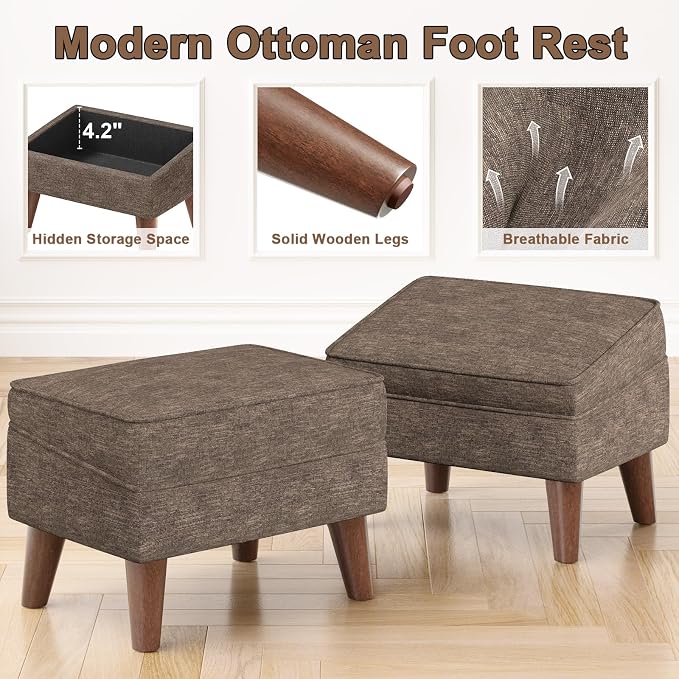 Small Footstool Ottoman with Adjustable Lid, Modern Storage Ottoman, Foot Rest - Image 4