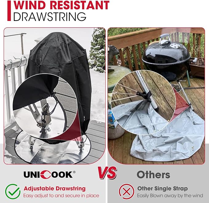 Unicook Round Smoker Cover 30 Inch, Heavy Duty Waterproof Charcoal Kettle BBQ - Image 8