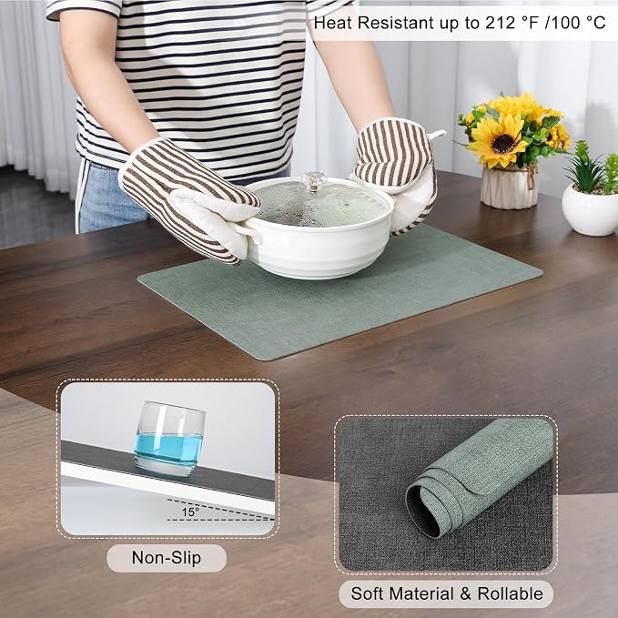 Myir JUN Dual Sided Faux Leather Placemats Set of 8 - Image 5