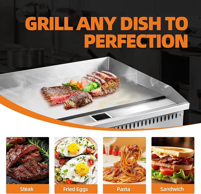 36" Commercial Countertop Griddle, 3 Burners Gas Griddle, 90000 BTU Output - Image 8