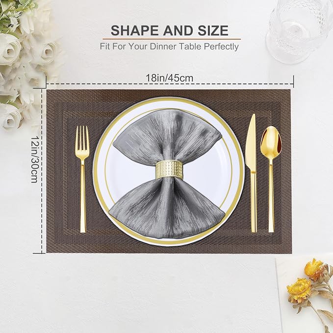 BETEAM Placemats Set of 8, Woven Vinyl Placemat - Image 5