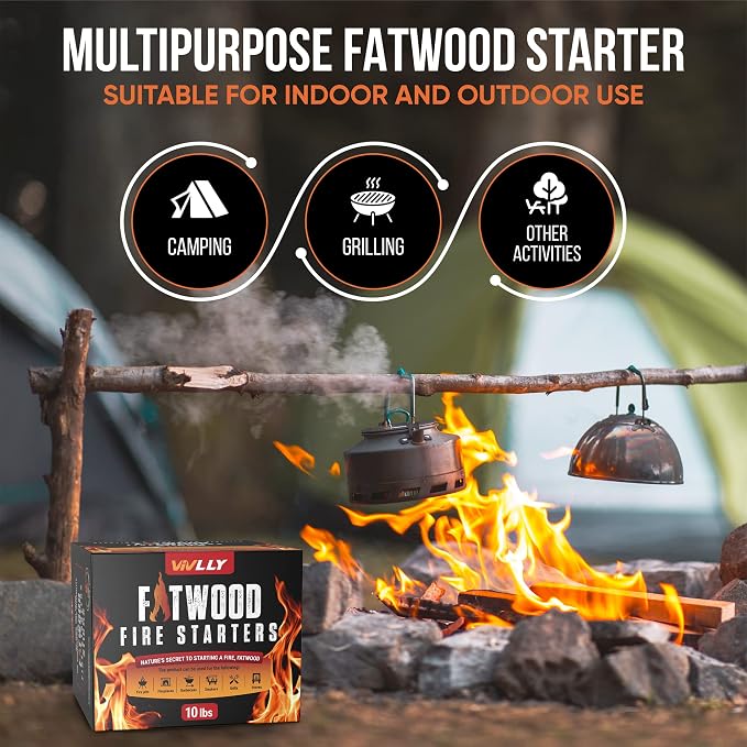 Fatwood Fire Starter Sticks 10 lb – 100% Natural, Resin-Rich Kindling - Image 3