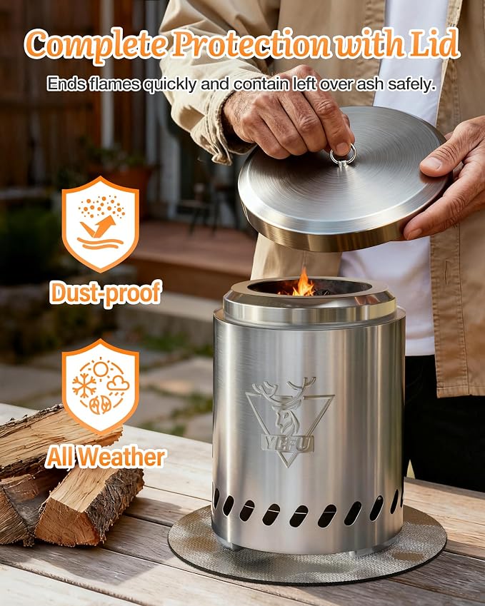 YEFU Tabletop Fire Pit 7.5 x 5.5 in, Low Smoke Camping Stove - Image 7
