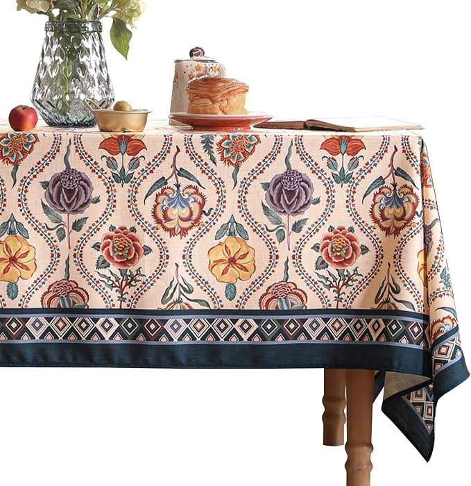 Vintage French Rectangular Tablecloth, Linen Extra Long Tablecloth by bilingaier