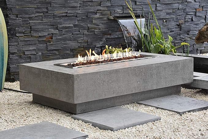 Elementi | Hampton Gas Fire Pit Cast Concrete 56" Rectangular Fire Table - Image 6