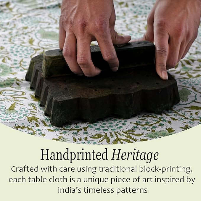 CPC Tablecloth 100% Cotton 70x108 Inch Indian Block Print Rectangle Table Cover - Image 5