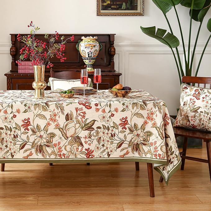 ISAENNE Designer Bohemian Linen Extra Long Tablecloth Rectangle, Colorful - Image 2