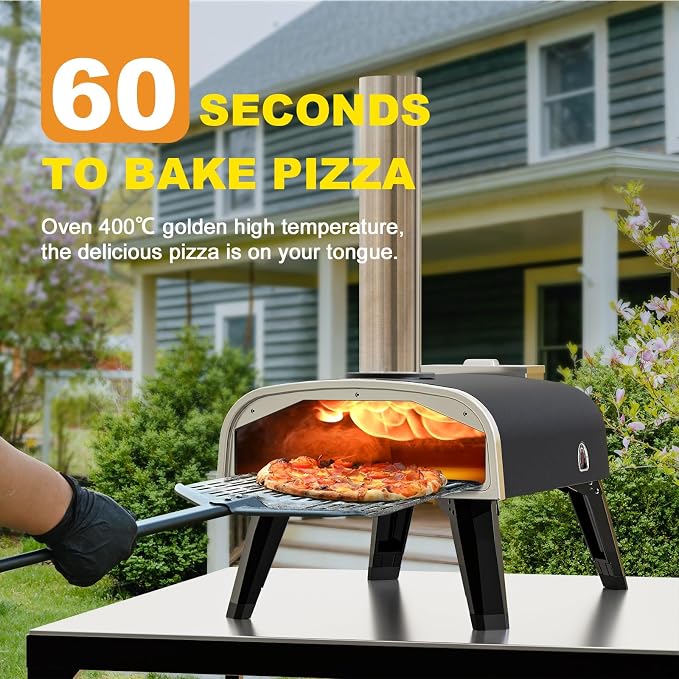 Pizza Oven Outdoor 12" Wood Fired Pizza Ovens Pellet Pizza Stove - Image 2