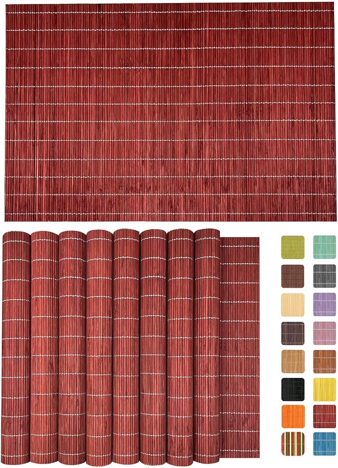 ANDSTAR Set of 8 Pcs Bamboo Placemats Natural Anti-Slip Bamboo Placemats by Andstar