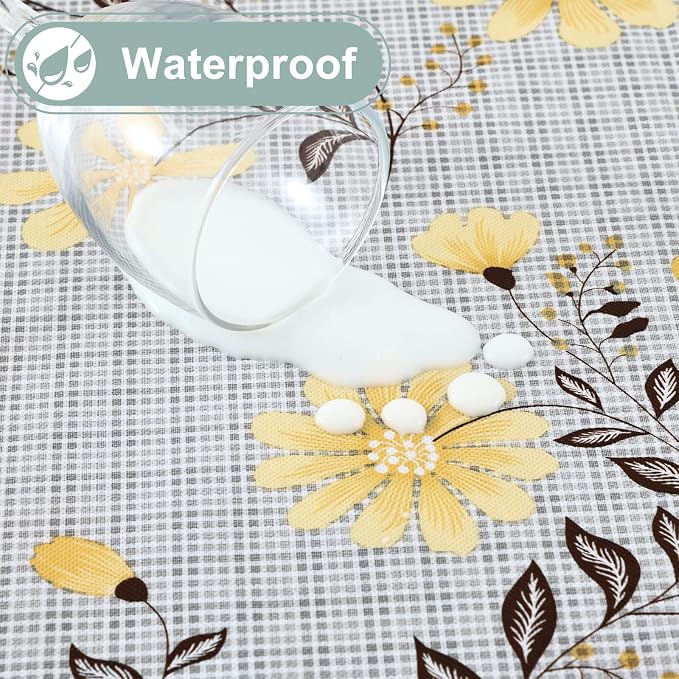 misaya Round Waterproof Vinyl Table Cloth, Wipeable Tablecloth - Image 2