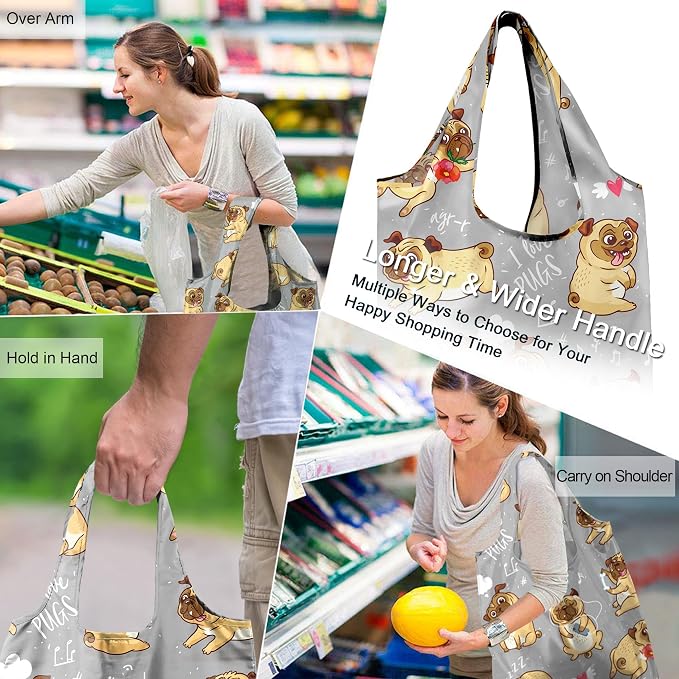 BeeGreen Dog Lover Gifts for Women Animals Reusable Grocery Bags Shopping Bags - Image 5